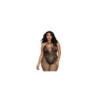 Bodystocking Grande taille résille dans un style Body avec magnifique décolleté à lanières 